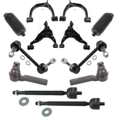 TRQ Front Control Arm Ball Joint Tie Rod and Sway Bar Link Kit PSA44108