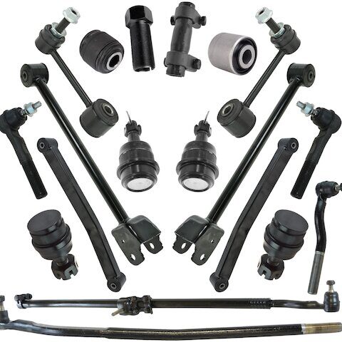 TRQ Front Control Arm Ball Joint Tie Rod and Sway Bar Link Kit PSA27590