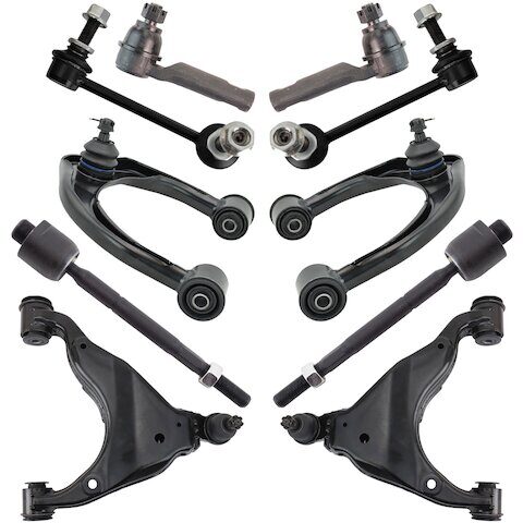 TRQ Front Control Arm Ball Joint Tie Rod and Sway Bar Link Kit PSA44185
