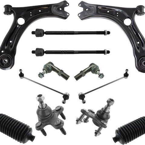 TRQ Front Control Arm Ball Joint Tie Rod and Sway Bar Link Kit PSA27950