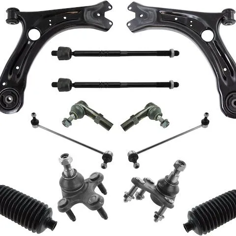 TRQ Front Control Arm Ball Joint Tie Rod and Sway Bar Link Kit PSA27950