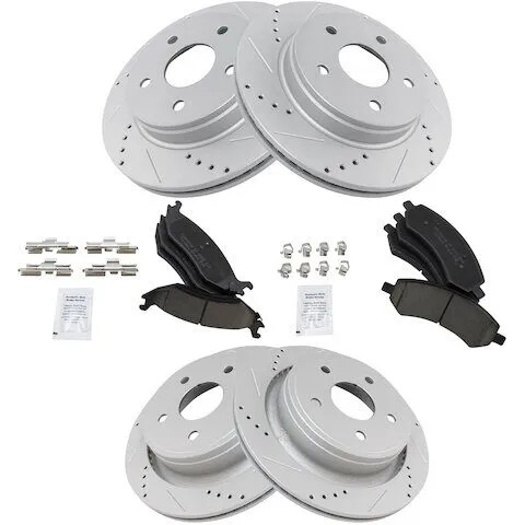TRQ Front and Rear Brake Pad and Rotor Kit BKA12320 for Dodge Ram 1500