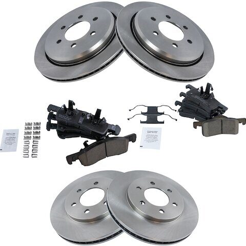 TRQ Front and Rear Brake Pad and Rotor Kit BKA11431 for Ford Expedition