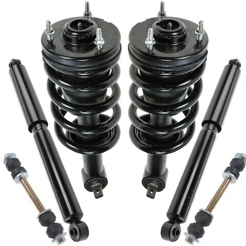 TRQ Front and Rear Shock Coil Spring Sway Bar Link Kit SKA34372 for Chevrolet Silverado 1500
