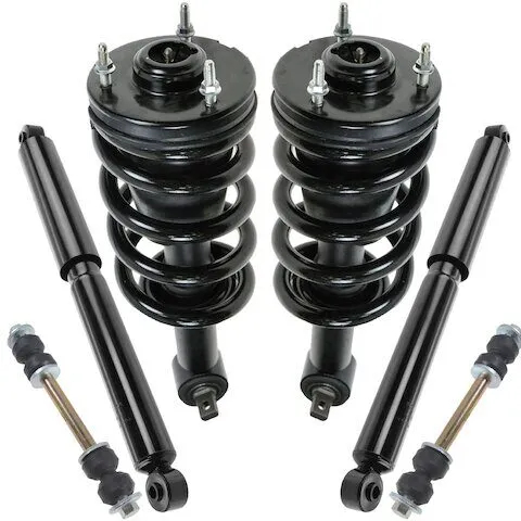 TRQ Front and Rear Shock Coil Spring Sway Bar Link Kit SKA34372 for Chevrolet Silverado 1500