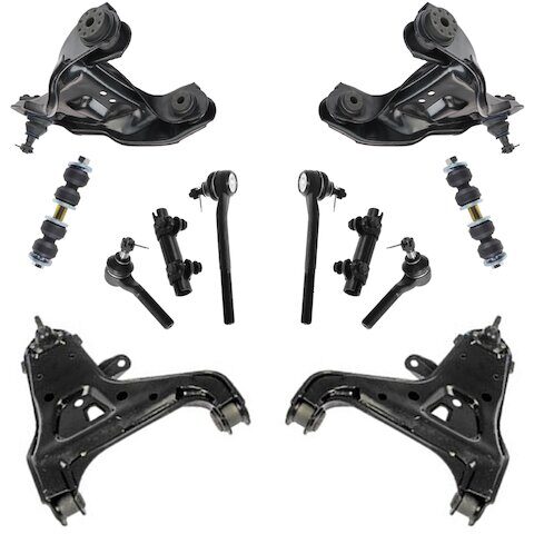 TRQ Front Control Arm Ball Joint Tie Rod and Sway Bar Link Kit PSA52343