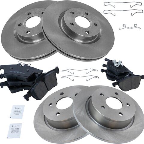 TRQ Front and Rear Brake Pad and Rotor Kit BKA12023 for Ford Escape
